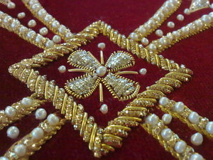 Красный, подарок митрополиту Меркурию, шитье шнурами и канителью